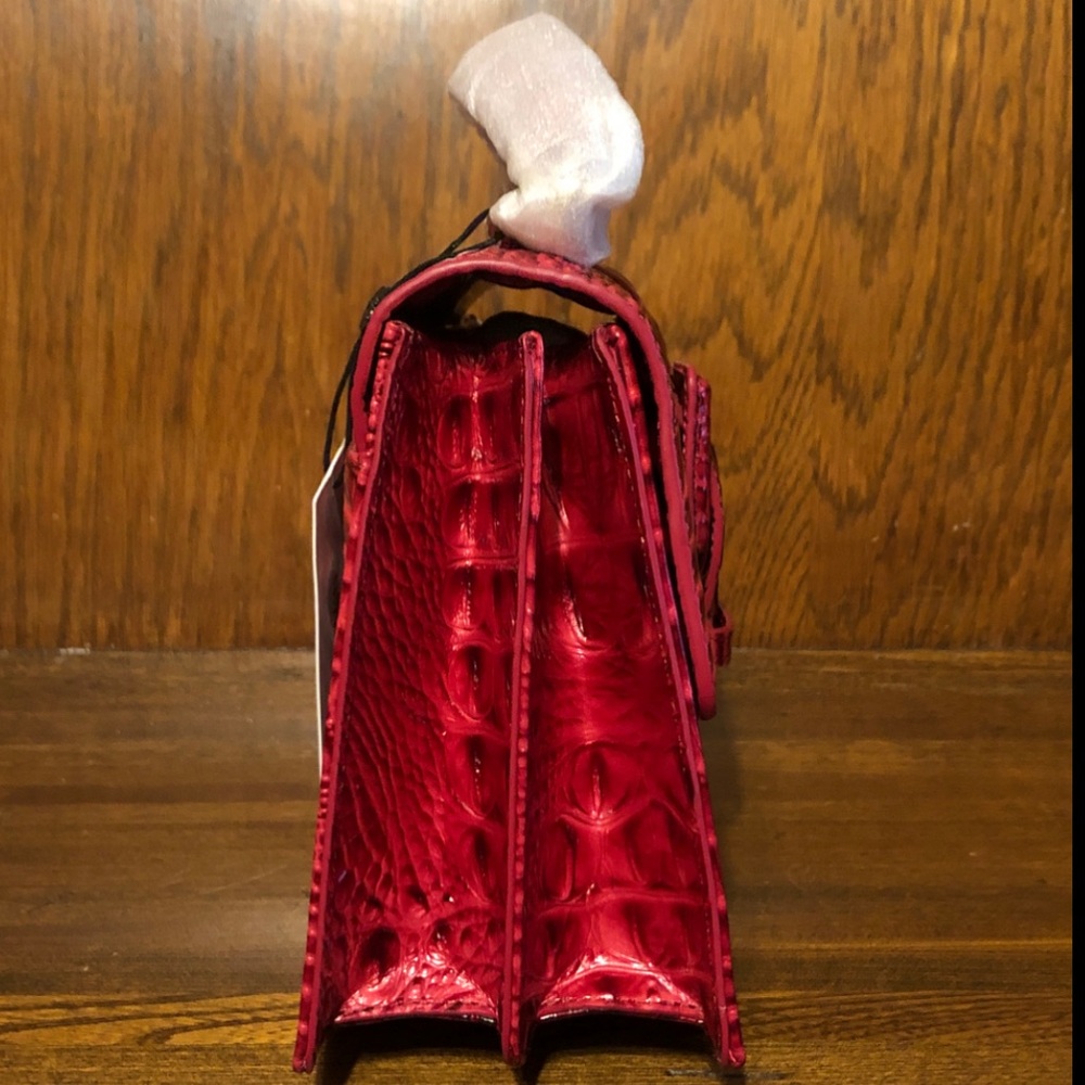 NWT-Brahmin-Small Hallie-Merlot Ombre Melbourne-Leather-Dust Bag-$325 - Picture 5 of 16